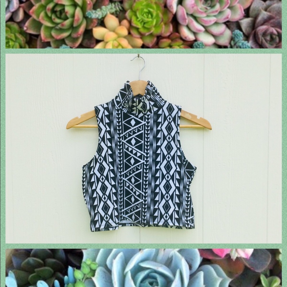 Tribal Print Crop Top (Juniors)